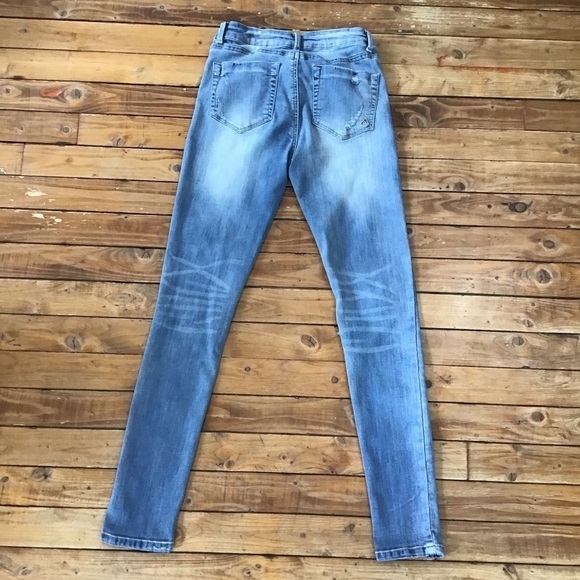 INDIGO Rein colored jeans size 5 artist boho skinny stretchy denim faded blue - Picture 3 of 11
